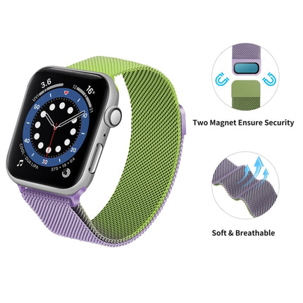 Gradient Color Milan Replacement Strap Watchband For Apple Watch Series, 7 41mm/6&SE&5&4 40mm/3&2&1 38mm, 7 45mm/6&SE&5&4 44mm/3&2&1 42mm