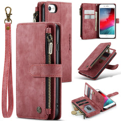 CaseMe-C30 PU + TPU Multifunctional Horizontal Flip Leather Case with Holder & Card Slot & Wallet & Zipper Pocket, For iPhone 8 Plus & 7 Plus & 6 Plus, For iPhone SE 2022 / SE 2020 / 8 / 7 / 6, For iPhone 11, For iPhone 11 Pro, For iPhone 11 Pro Max