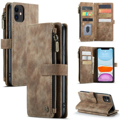 CaseMe-C30 PU + TPU Multifunctional Horizontal Flip Leather Case with Holder & Card Slot & Wallet & Zipper Pocket, For iPhone 8 Plus & 7 Plus & 6 Plus, For iPhone SE 2022 / SE 2020 / 8 / 7 / 6, For iPhone 11, For iPhone 11 Pro, For iPhone 11 Pro Max