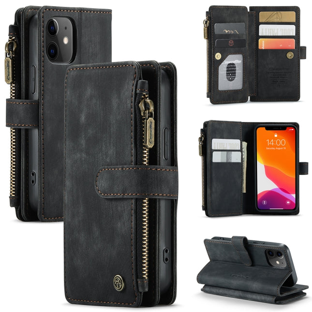CaseMe-C30 PU + TPU Multifunctional Horizontal Flip Leather Case with Holder & Card Slot & Wallet & Zipper Pocket, For iPhone 8 Plus & 7 Plus & 6 Plus, For iPhone SE 2022 / SE 2020 / 8 / 7 / 6, For iPhone 11, For iPhone 11 Pro, For iPhone 11 Pro Max   ...