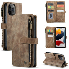 CaseMe-C30 PU + TPU Multifunctional Horizontal Flip Leather Case with Holder & Card Slot & Wallet & Zipper Pocket, For iPhone 8 Plus & 7 Plus & 6 Plus, For iPhone SE 2022 / SE 2020 / 8 / 7 / 6, For iPhone 11, For iPhone 11 Pro, For iPhone 11 Pro Max