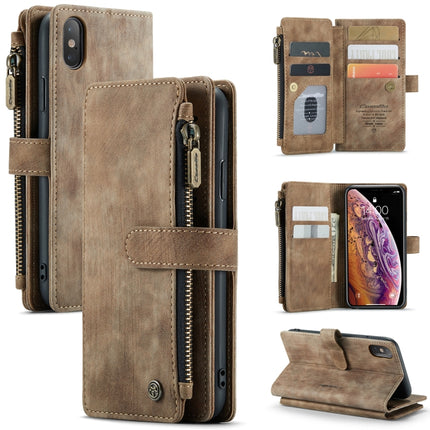 CaseMe-C30 - Funda de piel sintética y TPU multifuncional con tapa horizontal, ranura para tarjetas, billetera y bolsillo con cremallera, para iPhone XS/X, iPhone XR y iPhone XS Max