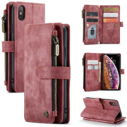 CaseMe-C30 - Funda de piel sintética y TPU multifuncional con tapa horizontal, ranura para tarjetas, billetera y bolsillo con cremallera, para iPhone XS/X, iPhone XR y iPhone XS Max