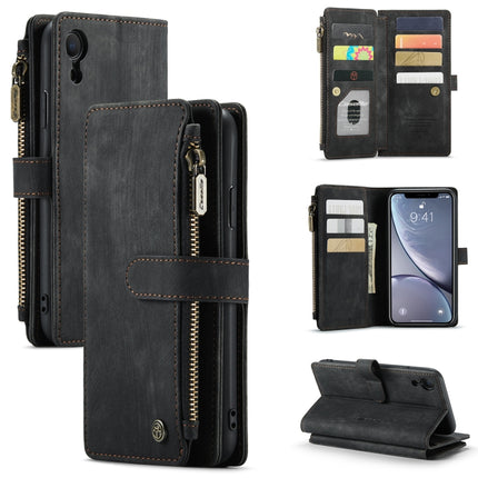 CaseMe-C30 - Funda de piel sintética y TPU multifuncional con tapa horizontal, ranura para tarjetas, billetera y bolsillo con cremallera, para iPhone XS/X, iPhone XR y iPhone XS Max