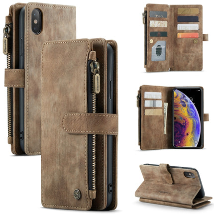 CaseMe-C30 - Funda de piel sintética y TPU multifuncional con tapa horizontal, ranura para tarjetas, billetera y bolsillo con cremallera, para iPhone XS/X, iPhone XR y iPhone XS Max