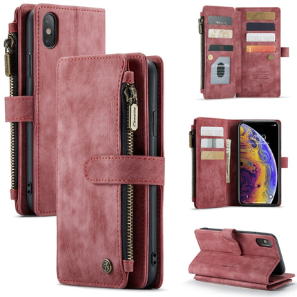 CaseMe-C30 - Funda de piel sintética y TPU multifuncional con tapa horizontal, ranura para tarjetas, billetera y bolsillo con cremallera, para iPhone XS/X, iPhone XR y iPhone XS Max