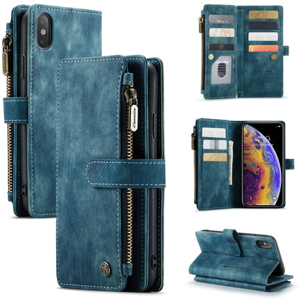 CaseMe-C30 - Funda de piel sintética y TPU multifuncional con tapa horizontal, ranura para tarjetas, billetera y bolsillo con cremallera, para iPhone XS/X, iPhone XR y iPhone XS Max