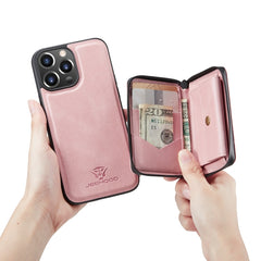 JEEHOOD - Funda de piel con tapa horizontal y cremallera magnética con soporte, ranura para tarjetas y billetera, para iPhone 13 mini, iPhone 13, iPhone 13 Pro, iPhone 13 Pro Max