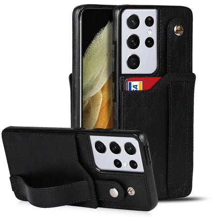 Crazy Horse Texture Shockproof TPU + PU Leather Case with Card Slot & Wrist Strap Holder, For Samsung Galaxy S21 5G, For Samsung Galaxy S21+ 5G, For Samsung Galaxy S21 Ultra 5G