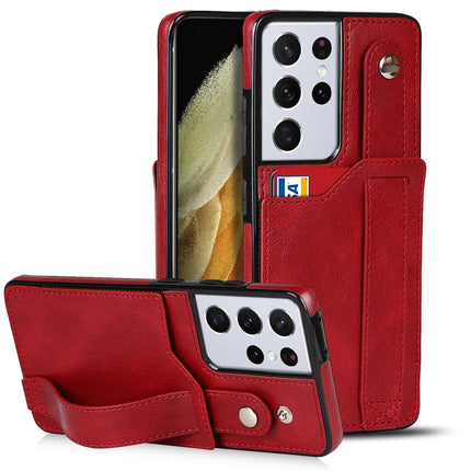 Crazy Horse Texture Shockproof TPU + PU Leather Case with Card Slot & Wrist Strap Holder, For Samsung Galaxy S21 5G, For Samsung Galaxy S21+ 5G, For Samsung Galaxy S21 Ultra 5G