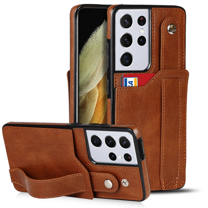 Crazy Horse Texture Shockproof TPU + PU Leather Case with Card Slot & Wrist Strap Holder, For Samsung Galaxy S21 5G, For Samsung Galaxy S21+ 5G, For Samsung Galaxy S21 Ultra 5G