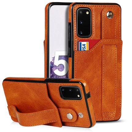 Crazy Horse Texture Shockproof TPU + PU Leather Case with Card Slot & Wrist Strap Holder, For Samsung Galaxy S21 FE, For Samsung Galaxy S20, For Samsung Galaxy S20+