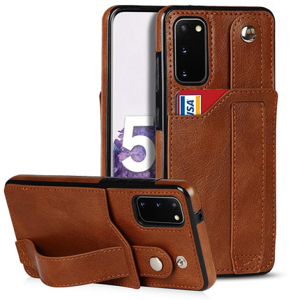 Crazy Horse Texture Shockproof TPU + PU Leather Case with Card Slot & Wrist Strap Holder, For Samsung Galaxy S21 FE, For Samsung Galaxy S20, For Samsung Galaxy S20+