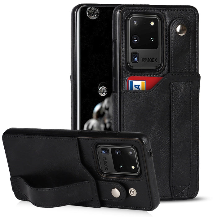 Crazy Horse Texture Shockproof TPU + PU Leather Case with Card Slot & Wrist Strap Holder, For Samsung Galaxy S20 Ultra, For Samsung Galaxy Note20, For Samsung Galaxy Note20 Ultra