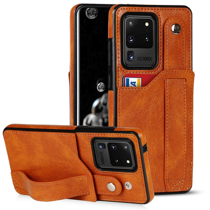 Crazy Horse Texture Shockproof TPU + PU Leather Case with Card Slot & Wrist Strap Holder, For Samsung Galaxy S20 Ultra, For Samsung Galaxy Note20, For Samsung Galaxy Note20 Ultra