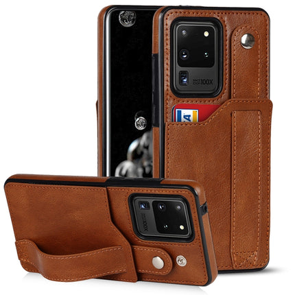 Crazy Horse Texture Shockproof TPU + PU Leather Case with Card Slot & Wrist Strap Holder, For Samsung Galaxy S20 Ultra, For Samsung Galaxy Note20, For Samsung Galaxy Note20 Ultra