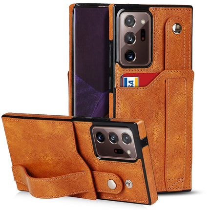 Crazy Horse Texture Shockproof TPU + PU Leather Case with Card Slot & Wrist Strap Holder, For Samsung Galaxy S20 Ultra, For Samsung Galaxy Note20, For Samsung Galaxy Note20 Ultra