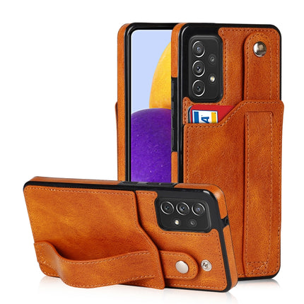 Crazy Horse Texture Shockproof TPU + PU Leather Case with Card Slot & Wrist Strap Holder, For Samsung Galaxy A82 5G, For Samsung Galaxy A72 5G / 4G, For Samsung Galaxy A52 5G / 4G