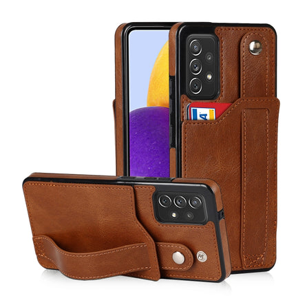 Crazy Horse Texture Shockproof TPU + PU Leather Case with Card Slot & Wrist Strap Holder, For Samsung Galaxy A82 5G, For Samsung Galaxy A72 5G / 4G, For Samsung Galaxy A52 5G / 4G