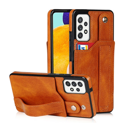 Crazy Horse Texture Shockproof TPU + PU Leather Case with Card Slot & Wrist Strap Holder, For Samsung Galaxy A82 5G, For Samsung Galaxy A72 5G / 4G, For Samsung Galaxy A52 5G / 4G