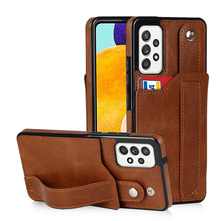 Crazy Horse Texture Shockproof TPU + PU Leather Case with Card Slot & Wrist Strap Holder, For Samsung Galaxy A82 5G, For Samsung Galaxy A72 5G / 4G, For Samsung Galaxy A52 5G / 4G