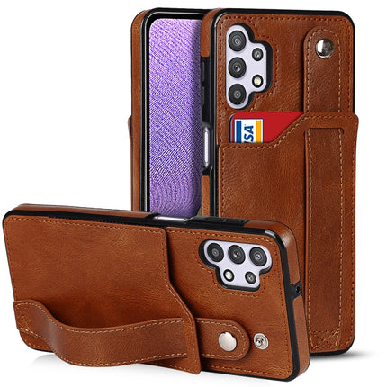 Crazy Horse Texture Shockproof TPU + PU Leather Case with Card Slot & Wrist Strap Holder, For Samsung Galaxy A32 5G, For Samsung Galaxy A22 5G