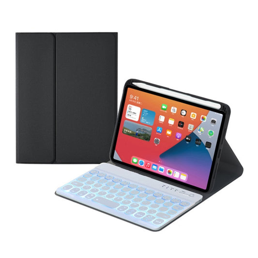 HY006D Round Keys Detachable Bluetooth Keyboard Leather Case with Colorful Backlight & Holder for iPad mini 6, HY006D