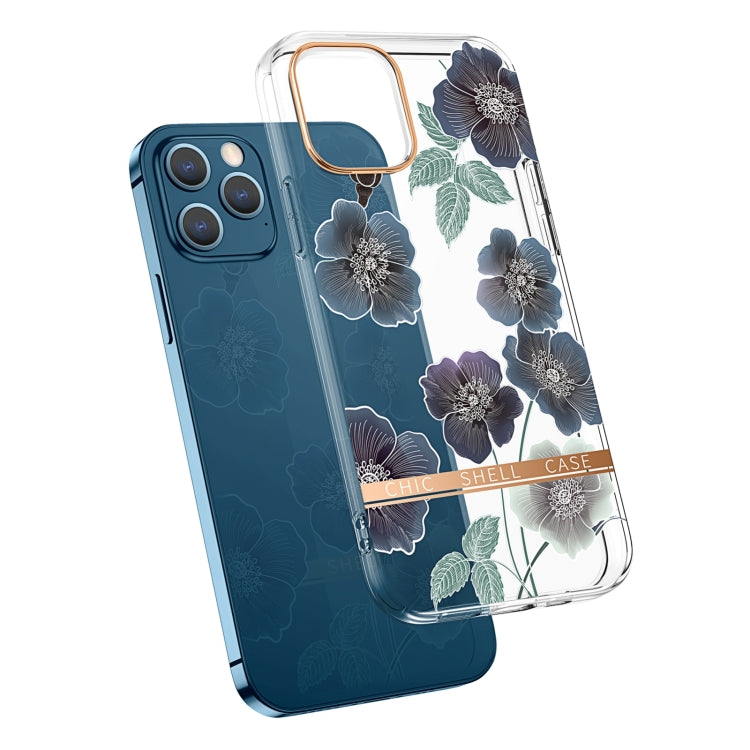 High Translucent Electroplating Flower Pattern TPU + PC Shockproof Case, For iPhone 13, For iPhone 13 Pro Max