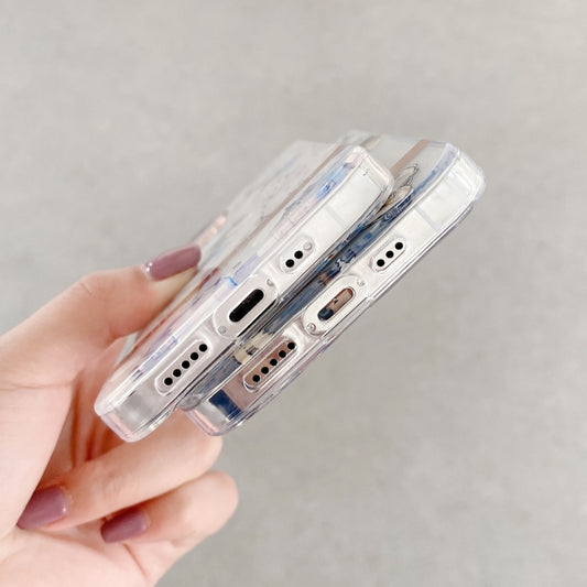 High Translucent Electroplating Flower Pattern TPU + PC Shockproof Case, For iPhone 13 Pro Max