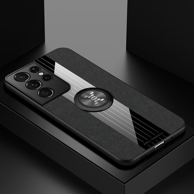 XINLI Stitching Cloth Textue Shockproof TPU Protective Case with Ring Holder, For Samsung Galaxy S21 Ultra 5G, For Samsung Galaxy S21+ 5G