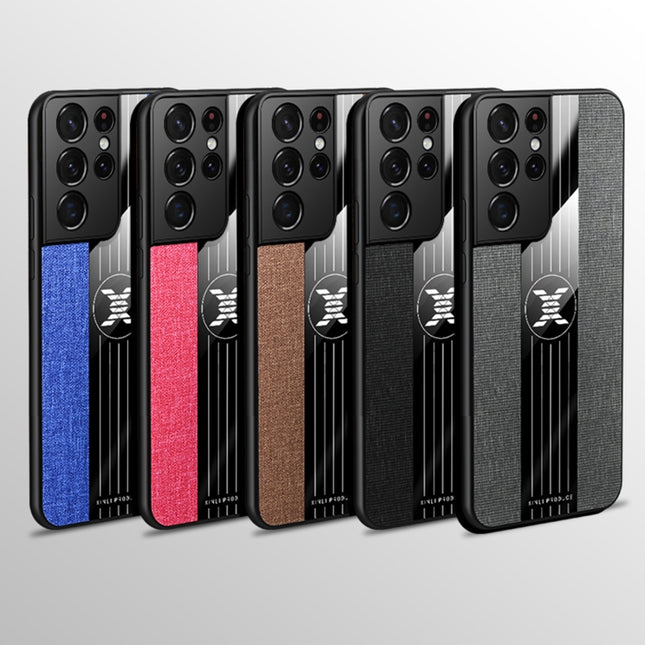 XINLI Stitching Cloth Textue Shockproof TPU Protective Case with Ring Holder, For Samsung Galaxy S21 Ultra 5G, For Samsung Galaxy S21+ 5G