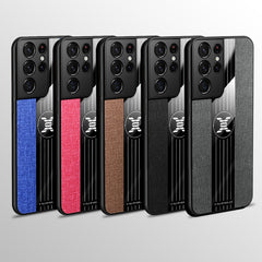 XINLI Stitching Cloth Textue Shockproof TPU Protective Case with Ring Holder, For Samsung Galaxy S21 Ultra 5G, For Samsung Galaxy S21+ 5G