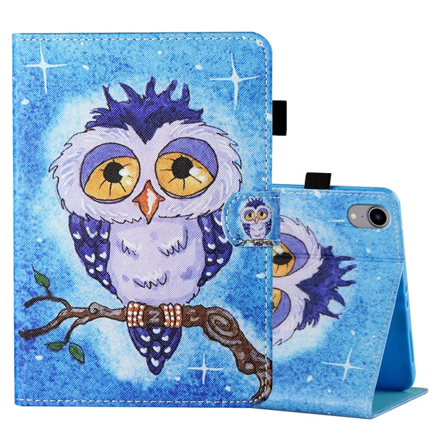 Estuche de cuero con tapa horizontal con costuras y dibujos de colores, soporte, ranura para tarjetas y función de suspensión/activación, para iPad mini 2024/mini 6