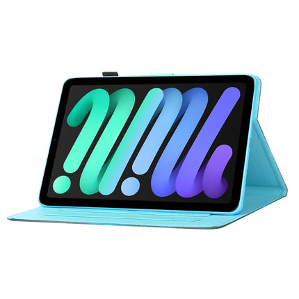 Estuche de cuero con tapa horizontal con costuras y dibujos de colores, soporte, ranura para tarjetas y función de suspensión/activación, para iPad mini 2024/mini 6