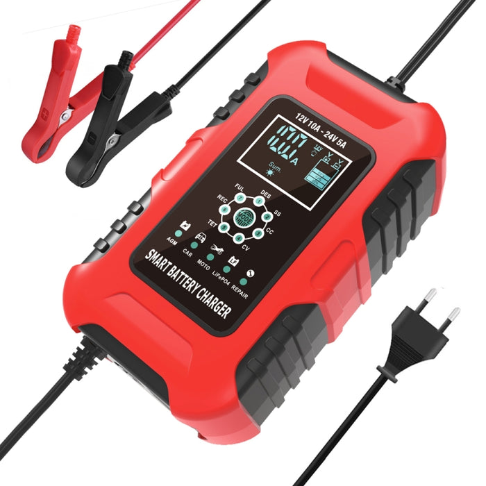 FOXSUR 10A 12V 7-segment Motorcycle / Car Smart Battery Charger, EU Plug, UK Plug, US Plug