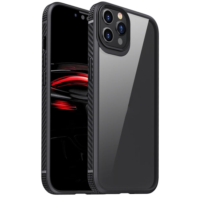 MG Series Carbon Fiber TPU + Clear PC Four-corner Airbag Shockproof Case, For iPhone 12 Pro Max, For iPhone 12 / 12 Pro, For iPhone 11 Pro, For iPhone 11 Pro Max