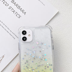 Stoßfeste Hülle aus verdicktem Acryl mit verdicktem TPU und Epoxidharz mit Farbverlauf und Glitzerpulver und breitem Umhängeband, für iPhone 13 mini, für iPhone 13, für iPhone 13 Pro, für iPhone 13 Pro Max, für iPhone 12 mini