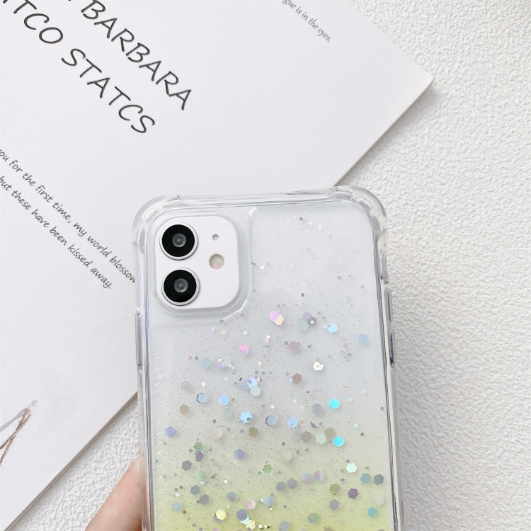 Gradient Glitter Powder Epoxy TPU Thickened Acrylic Shockproof Case with Wide Neck Lanyard, For iPhone 12 Pro Max, For iPhone 11, For iPhone 11 Pro, For iPhone 11 Pro Max