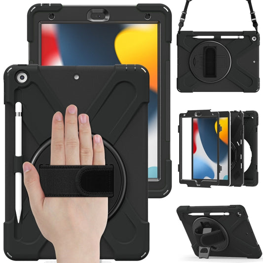 Silicone + PC Protective Case with Holder & Shoulder Strap, For iPad 10.2 2021 / 2020 / 2019