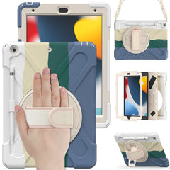 Silicone + PC Protective Case with Holder & Shoulder Strap, For iPad 10.2 2021 / 2020 / 2019