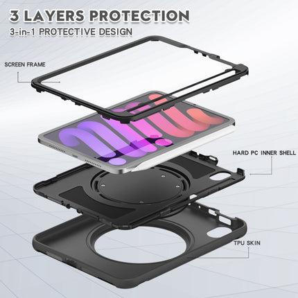 Estuche híbrido de TPU resistente para tableta con soporte de agarre con rotación de 360 ​​grados y ranura para lápiz, para iPad mini 6 / mini 2024