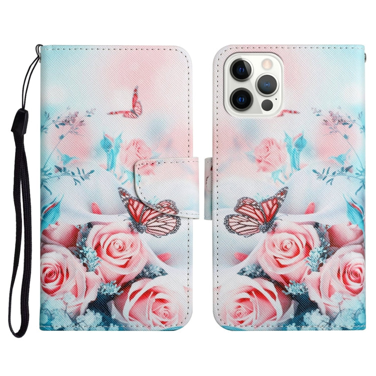 Horizontale Klapphülle aus Leder mit bemaltem Muster, Halter, Kartenfach und Geldbörse, für iPhone 13 Pro