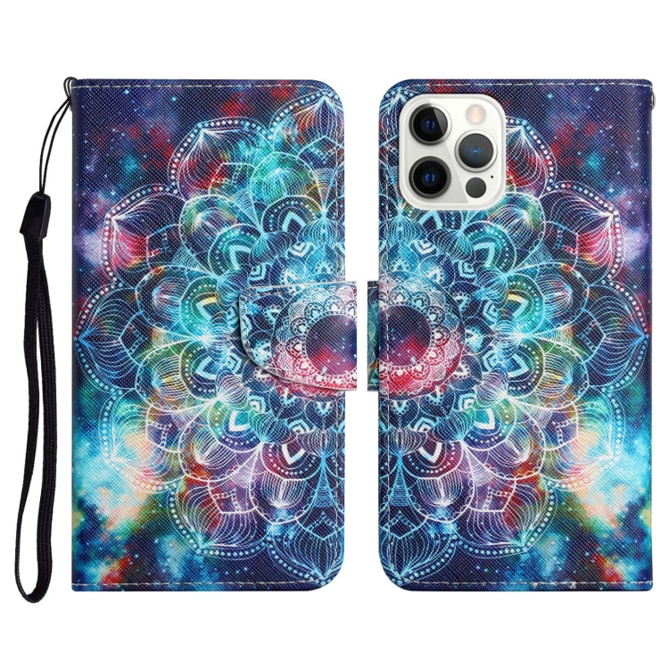 Horizontale Klapphülle aus Leder mit bemaltem Muster, Halter, Kartenfach und Geldbörse, für iPhone 13 Pro