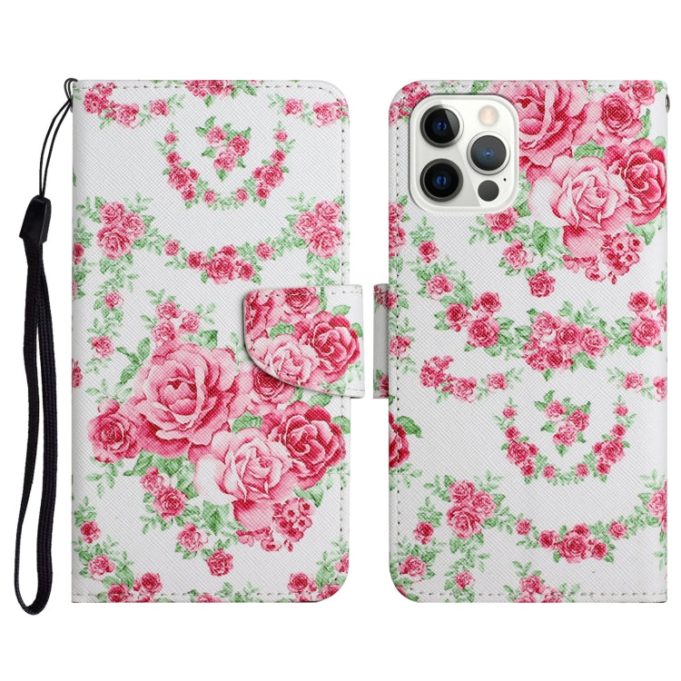 Horizontale Klapphülle aus Leder mit bemaltem Muster, Halter, Kartenfach und Geldbörse, für iPhone 13 Pro