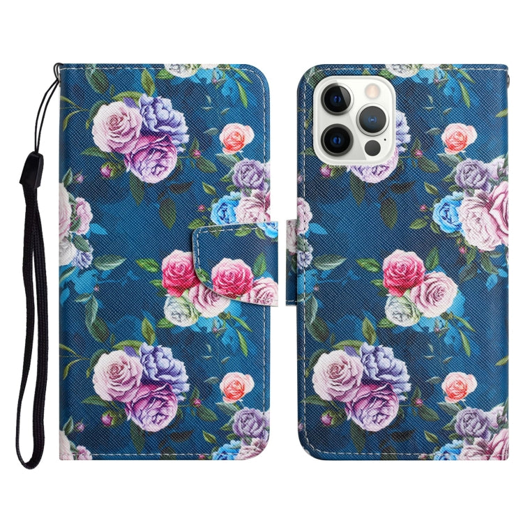 Horizontale Klapphülle aus Leder mit bemaltem Muster, Halter, Kartenfach und Geldbörse, für iPhone 13 Pro