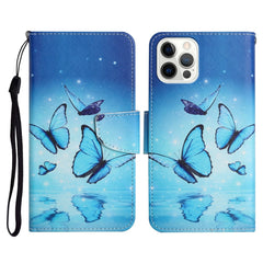 Funda de cuero con tapa horizontal con patrón pintado, soporte, ranura para tarjetas y billetera, para iPhone 13 Pro