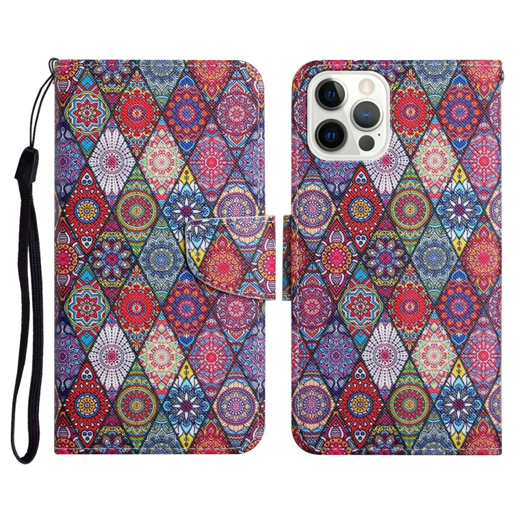 Horizontale Klapphülle aus Leder mit bemaltem Muster, Halter, Kartenfach und Geldbörse, für iPhone 13 Pro