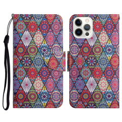 Funda de cuero con tapa horizontal con patrón pintado, soporte, ranura para tarjetas y billetera, para iPhone 13 Pro