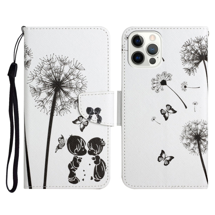 Horizontale Klapphülle aus Leder mit bemaltem Muster, Halter, Kartenfach und Geldbörse, für iPhone 13 Pro