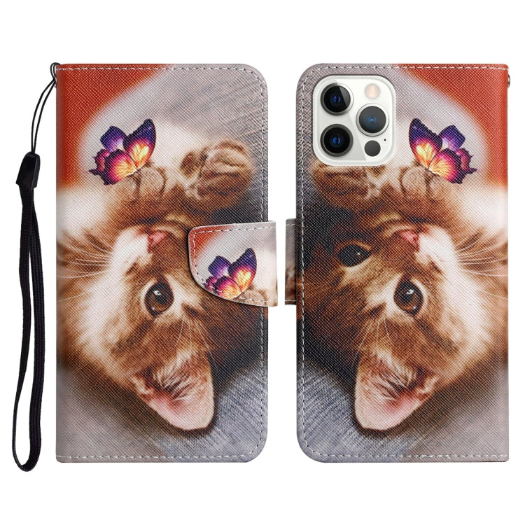 Horizontale Klapphülle aus Leder mit bemaltem Muster, Halter, Kartenfach und Geldbörse, für iPhone 13 Pro
